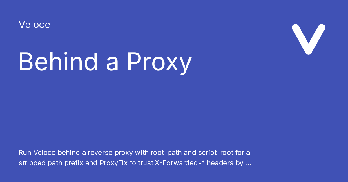 Behind a Proxy - Veloce